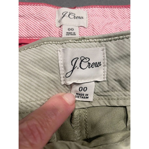 Lot of 2 J.CREW Women's Chino Shorts Size 00 Pink Olive Green Classic Casual - Picture 3 of 16